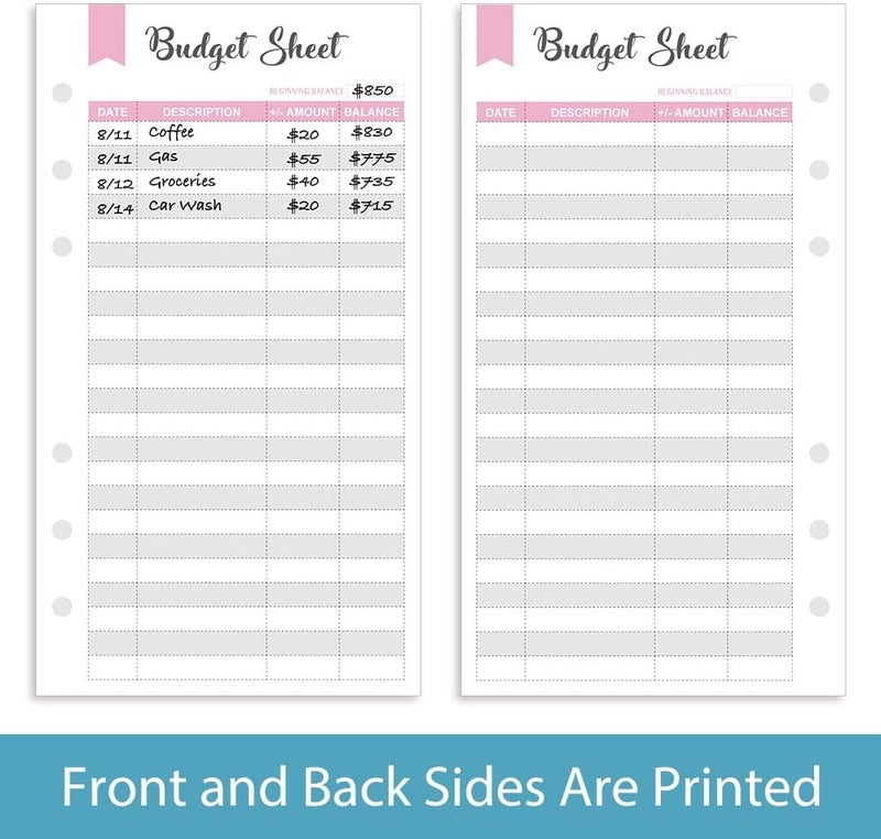 Fan&Ran Set of 90 Sheets Expense Tracker, 6-Hole Punched Budget Sheets for A6 Budget Binder, 3 3/4" x 6 3/4" - Image 3